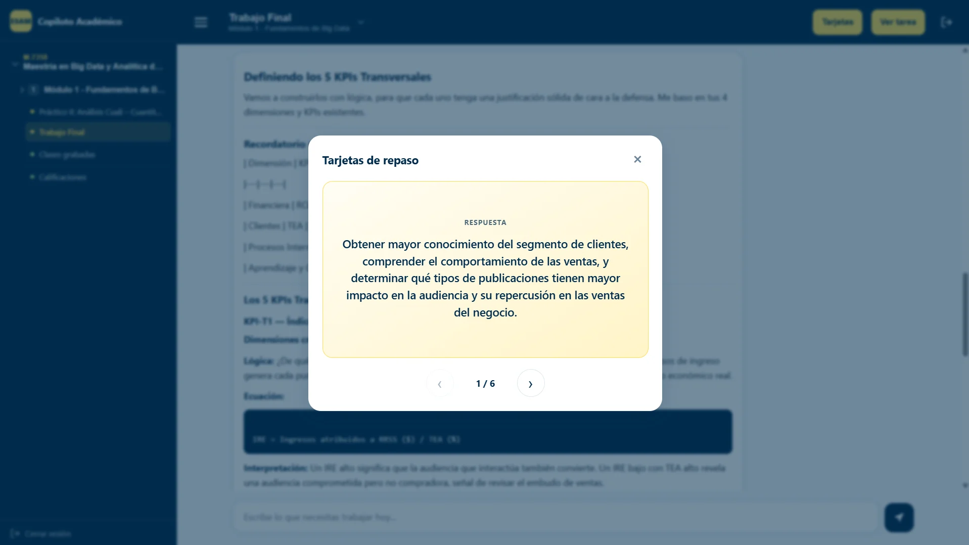 Respuesta de la tarjeta: obtener mayor conocimiento del segmento de clientes, comprender el comportamiento de las ventas y determinar qué publicaciones tienen mayor impacto.