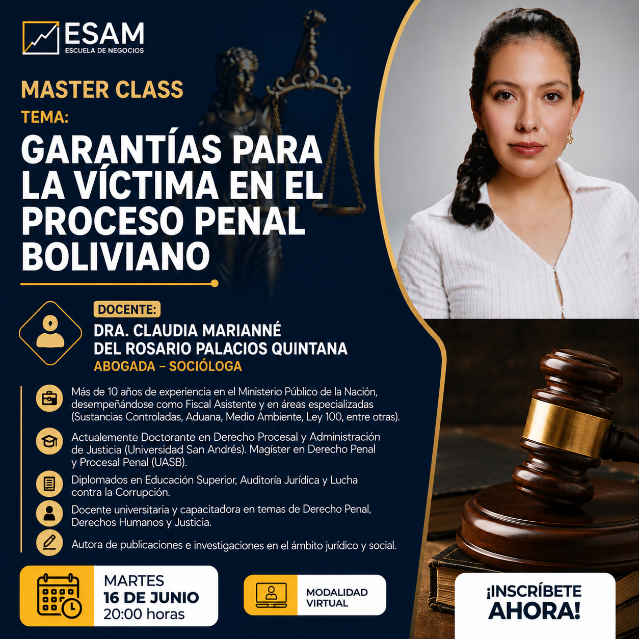 Imagen del evento GARANTÍAS PARA LA VÍCTIMA EN EL PROCESO PENAL BOLIVIANO