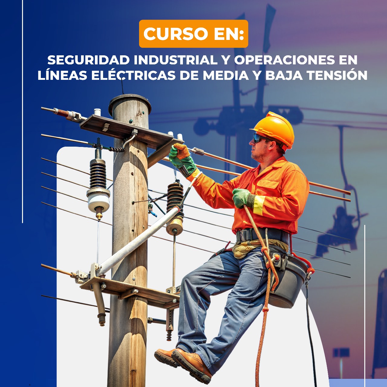 Portada del evento SEGURIDAD INDUTRIAL Y OPERACIONES EN LINEAS ELECTRICAS DE MEDIA Y BAJA TENSION